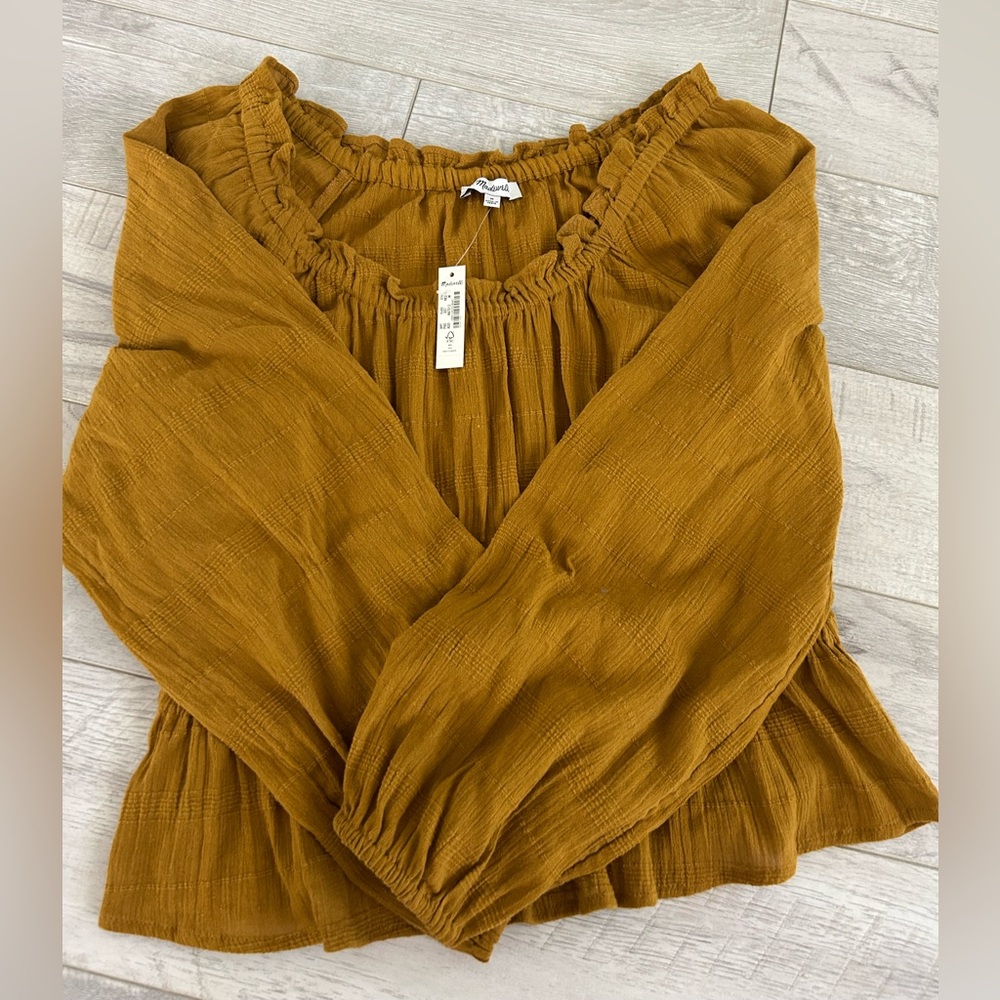 NWT Madewell Ruffled Mustard Blouse